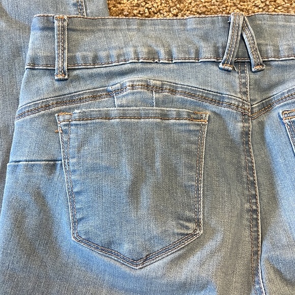 Wax BUTT I Love You light powder blue Skinny Distressed Leg Stretch Jeans size 7 - Picture 4 of 14